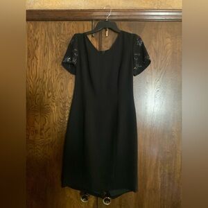 Donna Morgan Black Dress with Sequin Sleeves